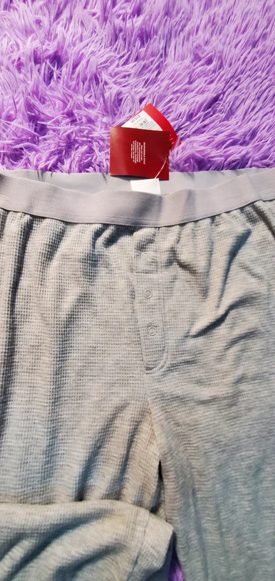 New Gray Waffle Knit Lounge Pants Large image indicator(2)