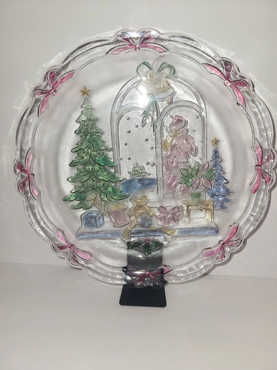 Vintage Christmas Embossed Glass Plate 14" - photo 2