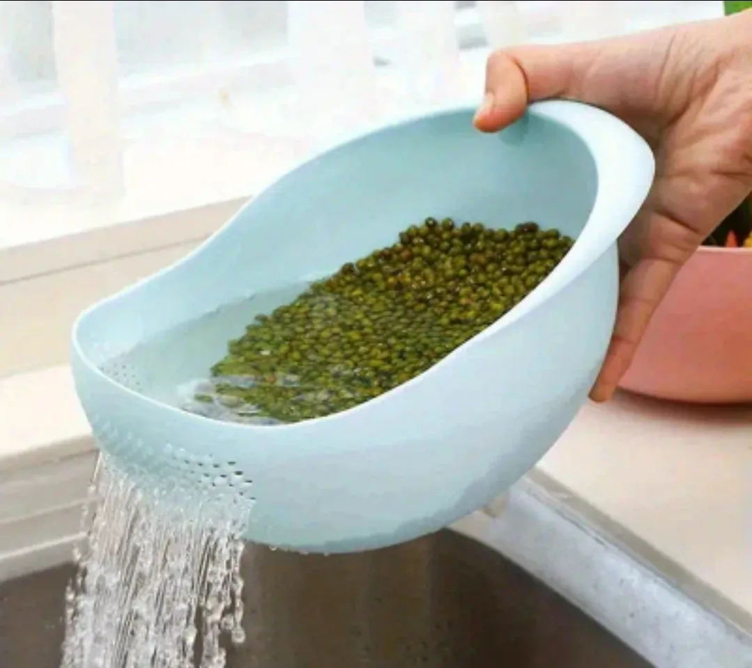 Rice- Fruit Washing Bowl with Drainer Basket image indicator(5)