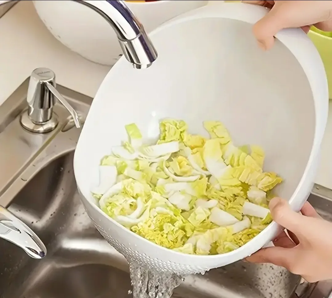 Rice- Fruit Washing Bowl with Drainer Basket image indicator(6)