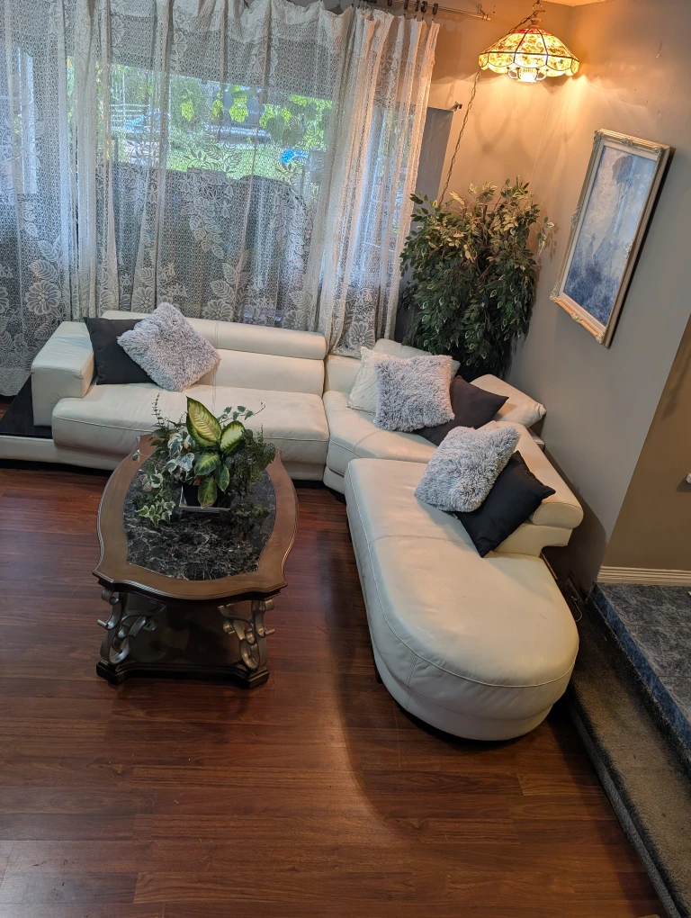 White Leather Sectional Sofa