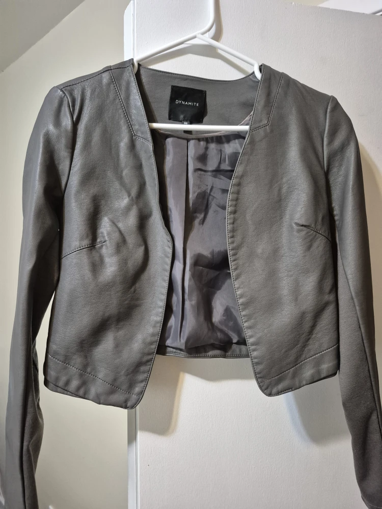 Dynamite Grey Faux Leather Jacket - Size Small