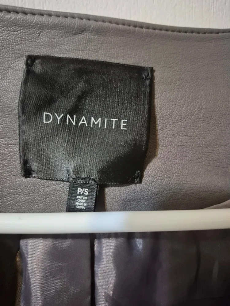 Dynamite Grey Faux Leather Jacket - Size Small image indicator(2)