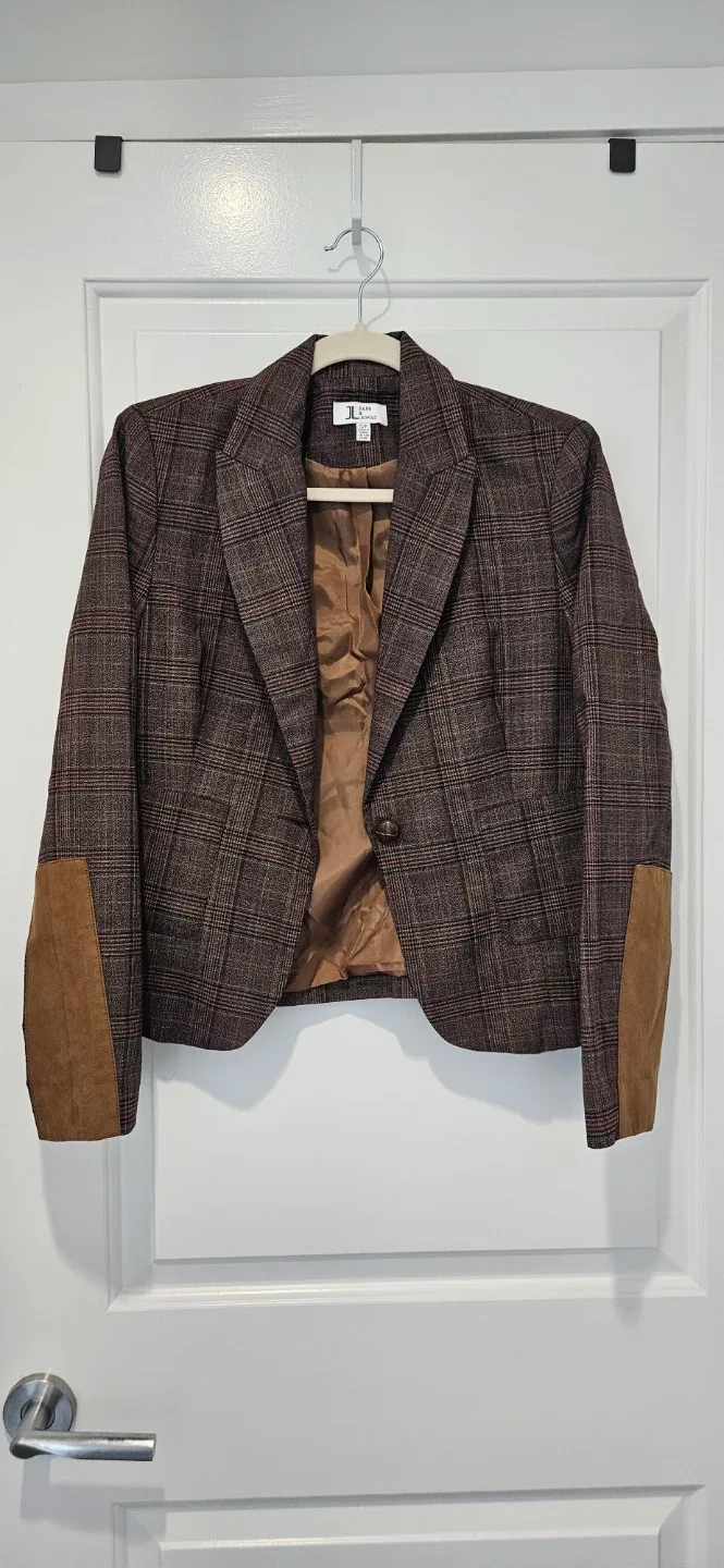Jules & Leopold Plaid Blazer - Size S - with suede elbow patches