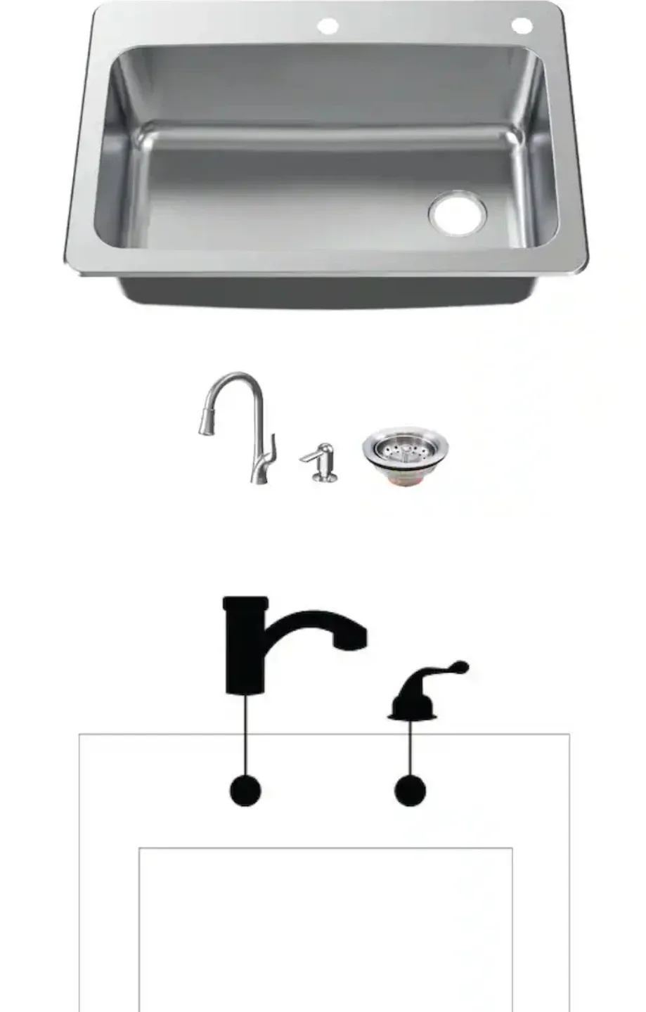 Stainless Steel Kitchen Sink 33" x 22" x 9" image indicator(7)