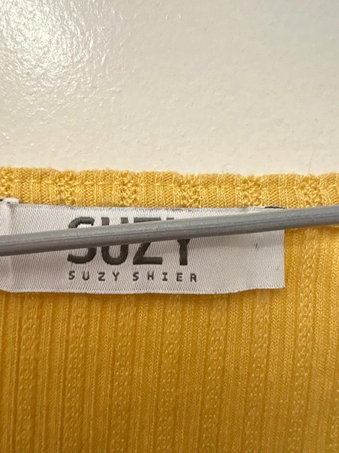 Suzy Shier Yellow Ribbed Top - Size Small image indicator(2)