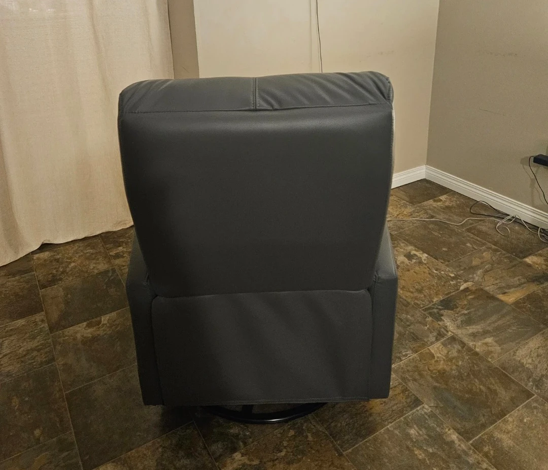Grey Leather Swivel Recliner/ Glider Chair - photo 3