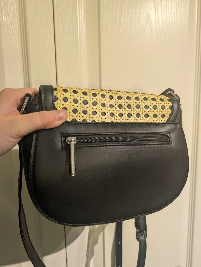 Shoulder Bag - Black & Wicker image indicator(3)