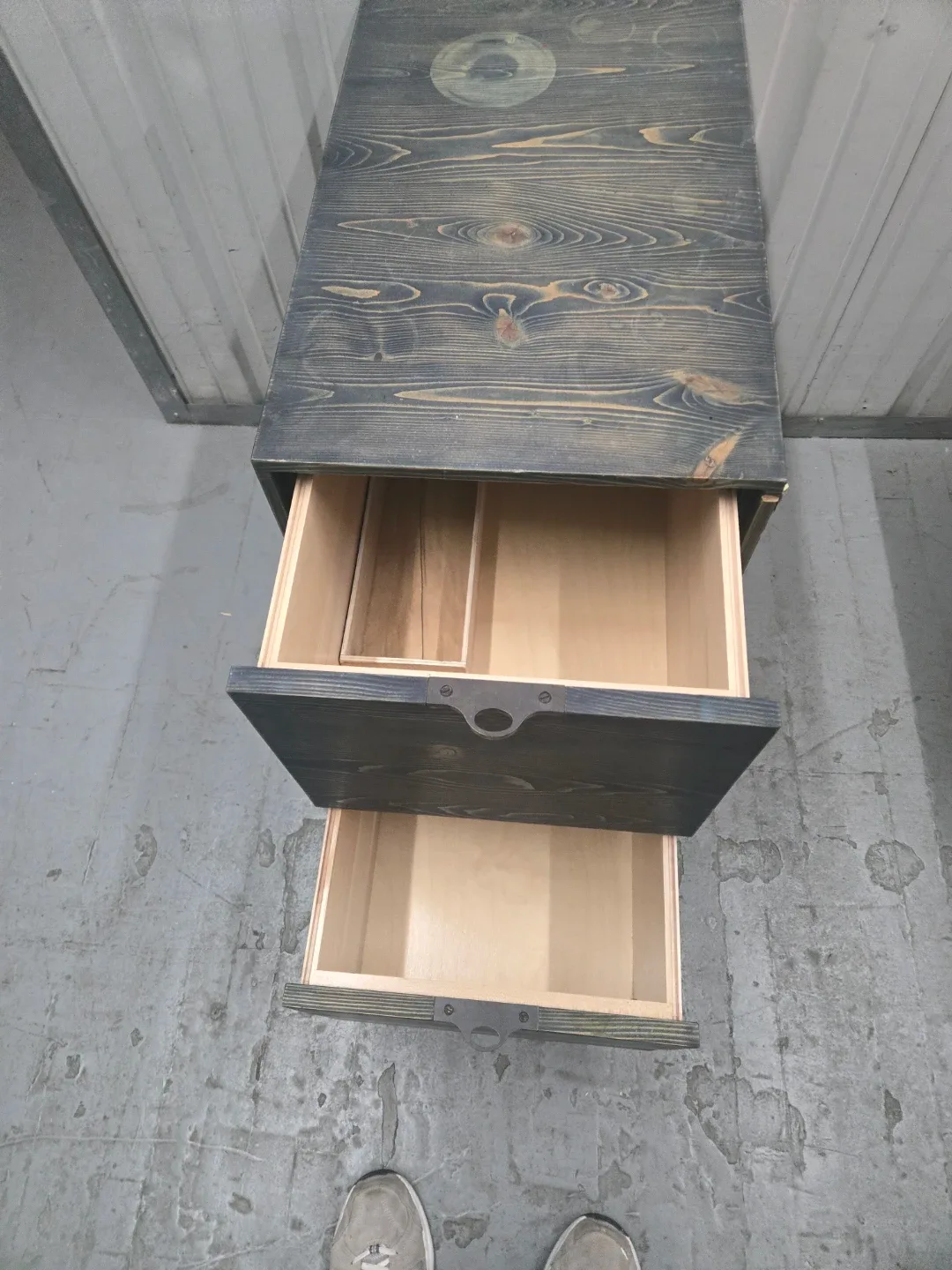 Wooden 2 draw file cabinet on wheeld image indicator(5)