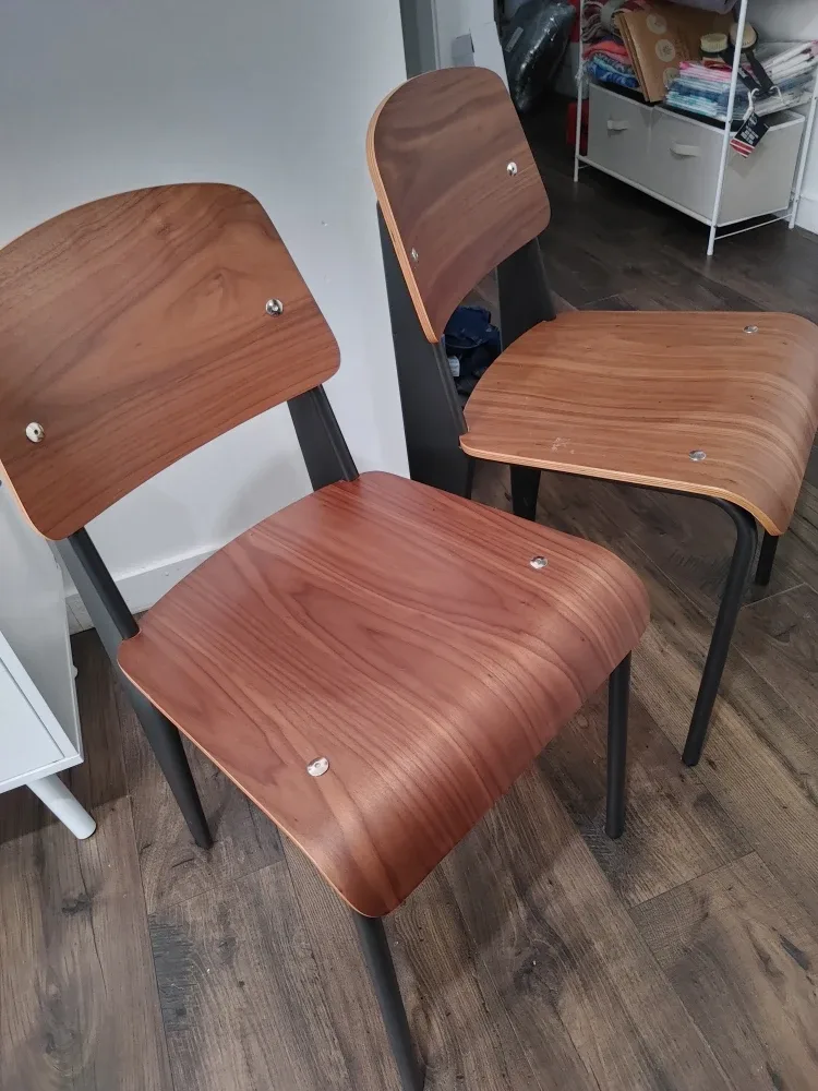 🥕TWO VINTAGE ELEGANT WOOD METAL DINING CHAIRS FURNITURE