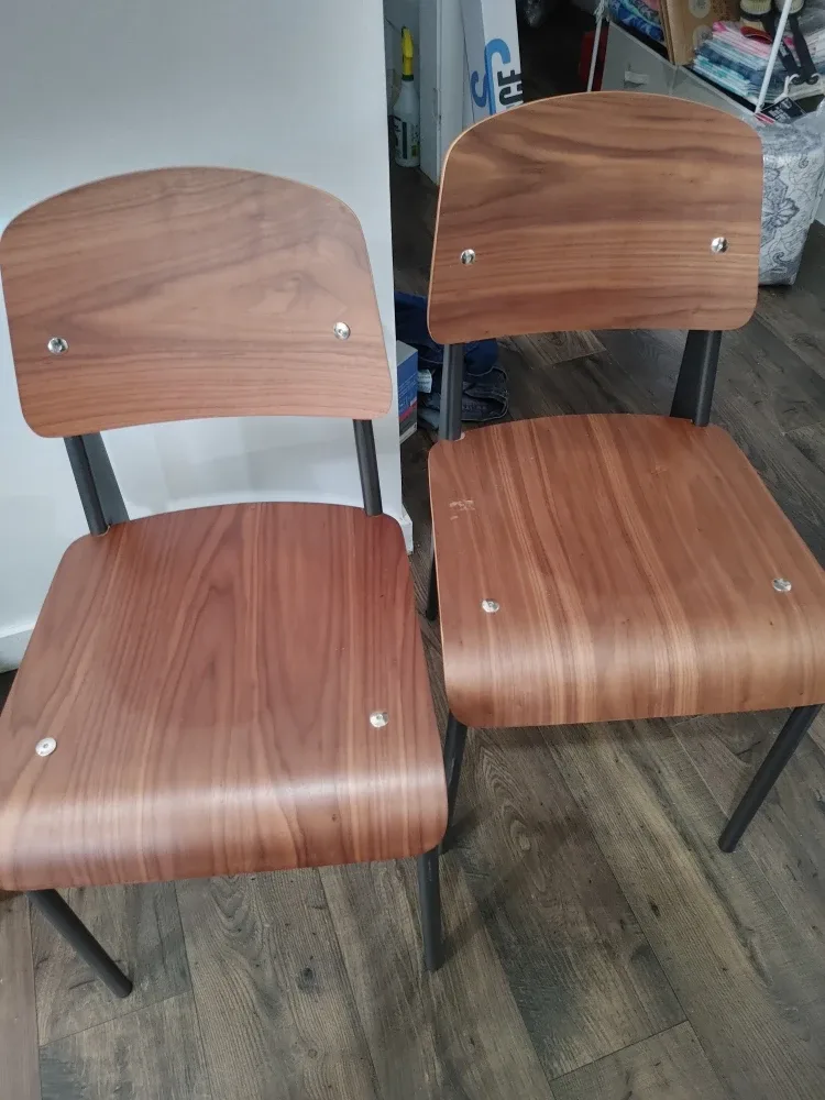 🥕TWO VINTAGE ELEGANT WOOD METAL DINING CHAIRS FURNITURE image indicator(2)