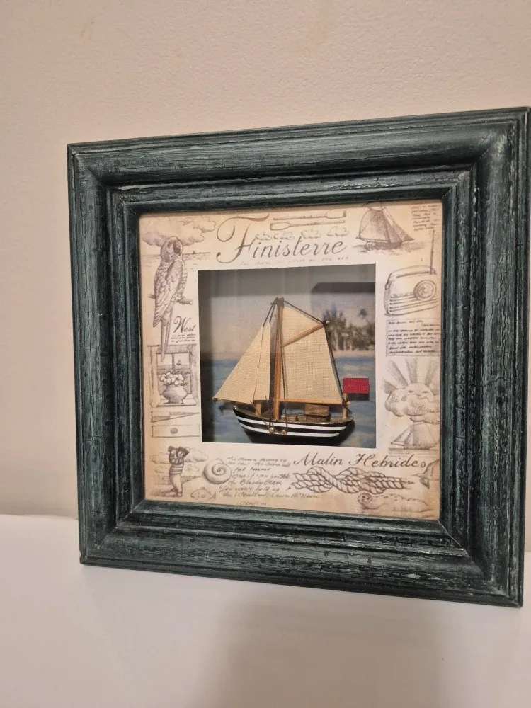 Framed sailboat shadow box art image indicator(2)