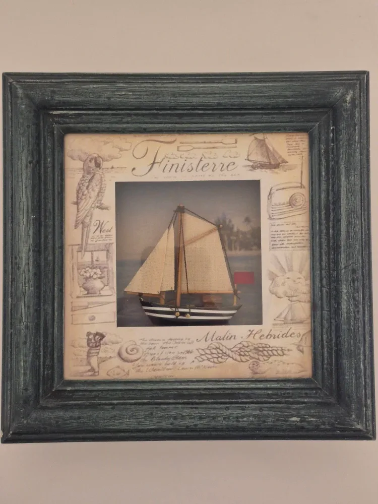 Framed sailboat shadow box art image indicator(4)
