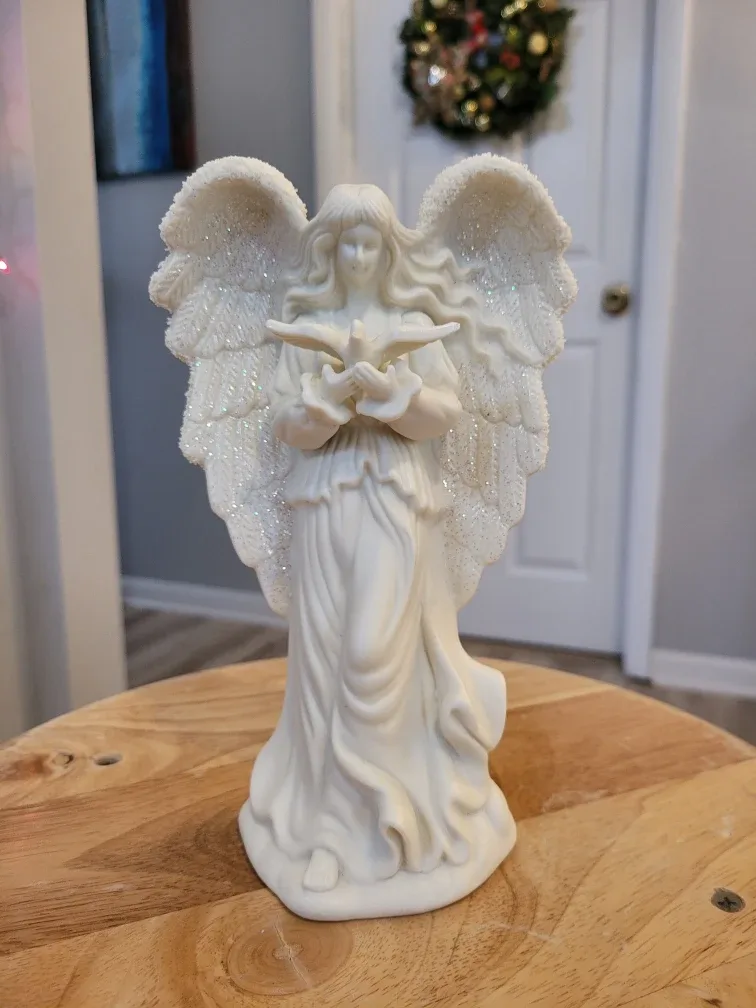 Angel Figurine Holding Dove 8" high