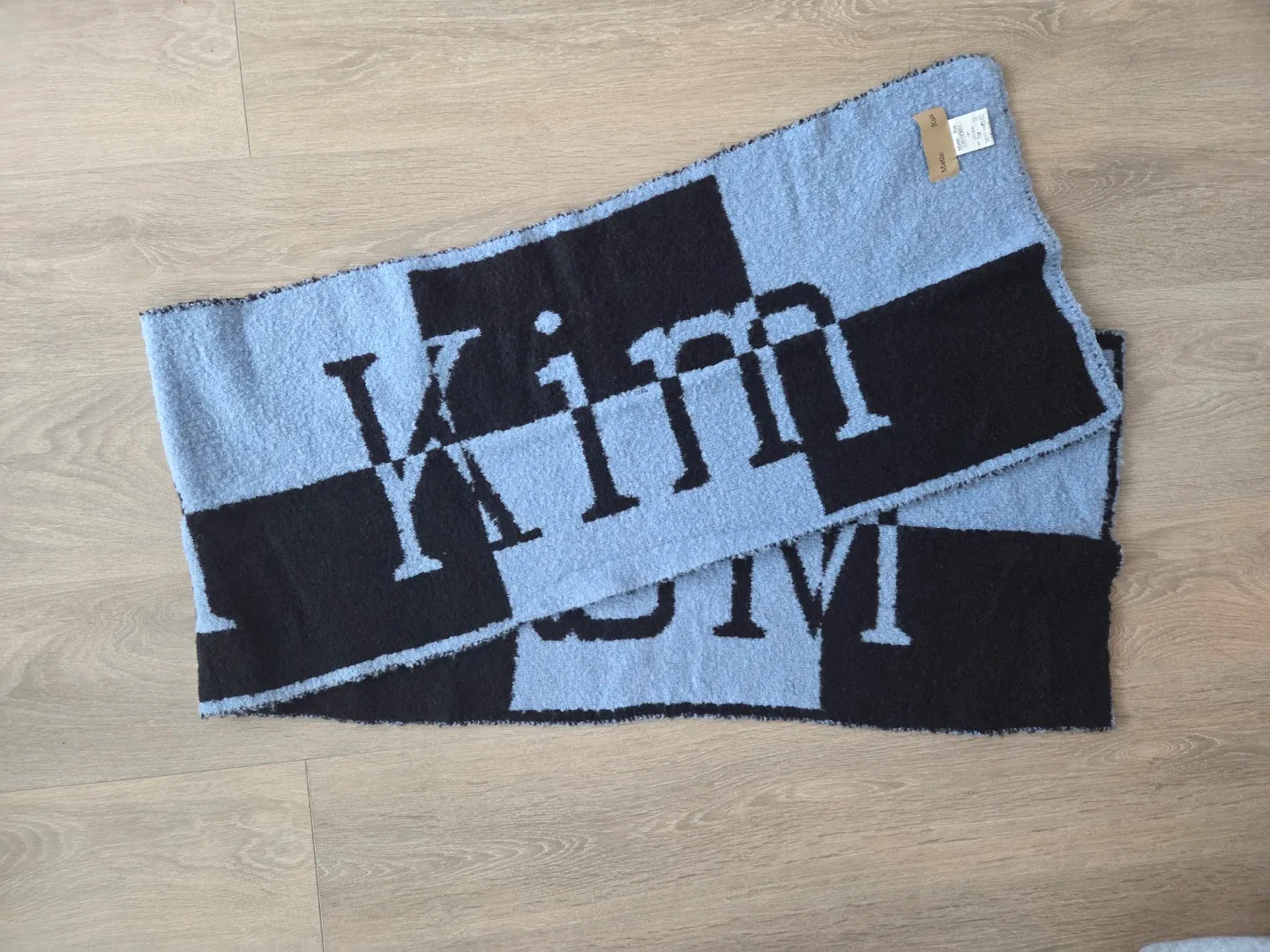 Matin Kim Logo Checkboard Muffler in Blue image indicator(6)