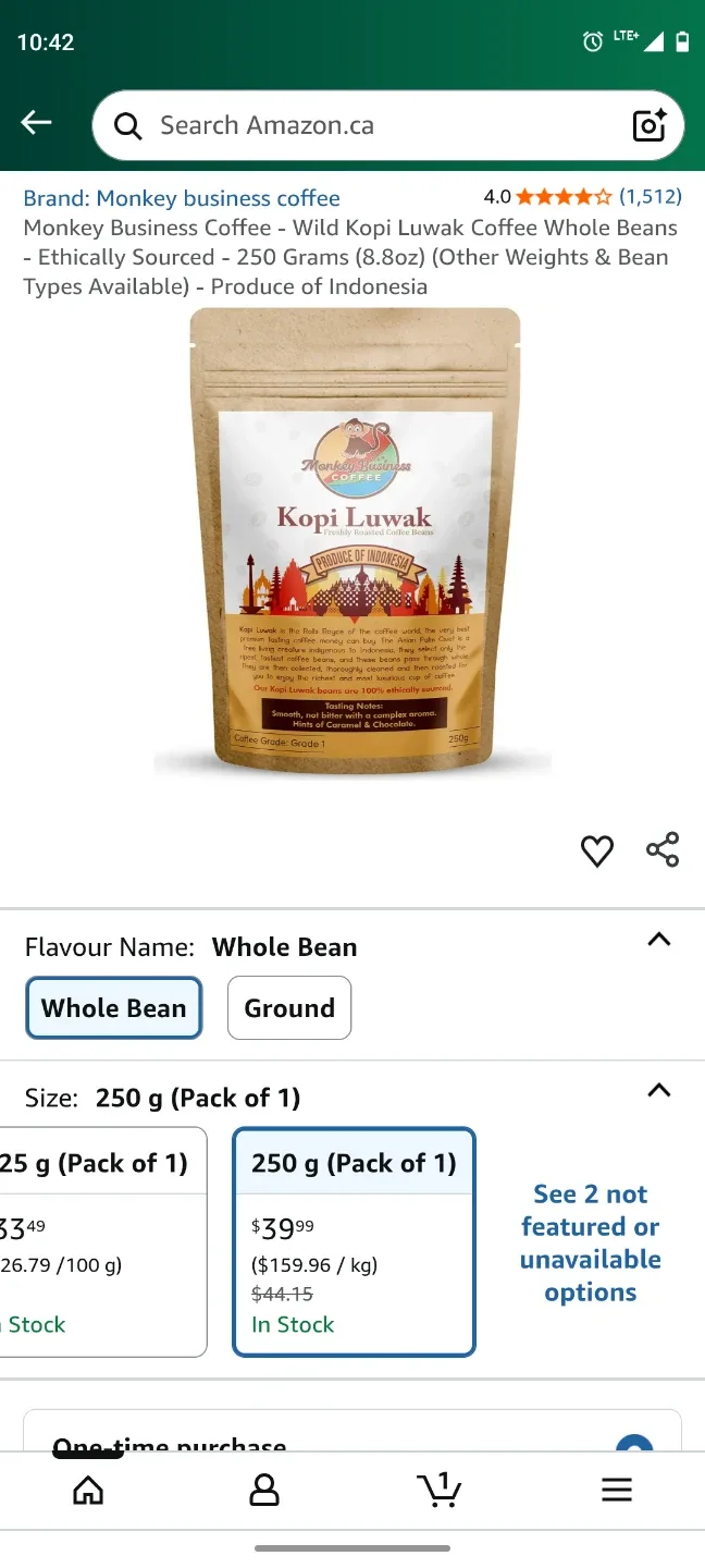 Monkey Business Coffee Kopi Luwak - Freshly Roasted image indicator(5)