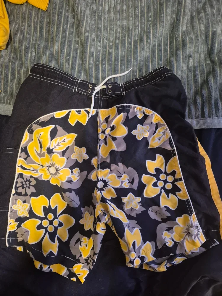 Boys Swim Trunks - Black & Floral