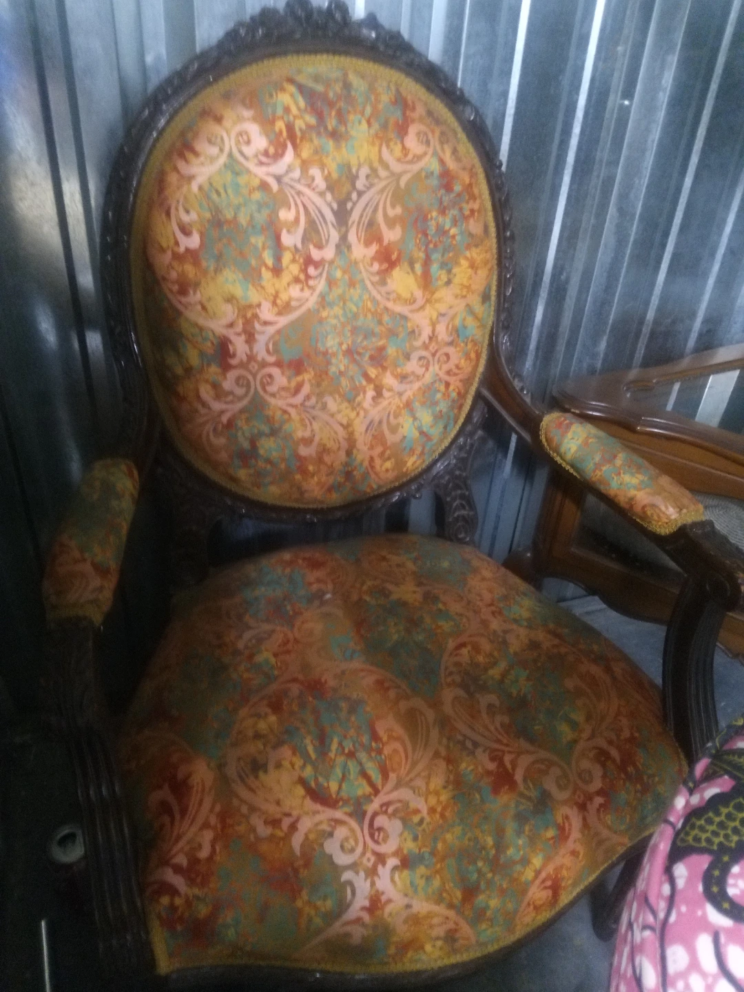 Antique Armchair with Ornate Floral Pattern