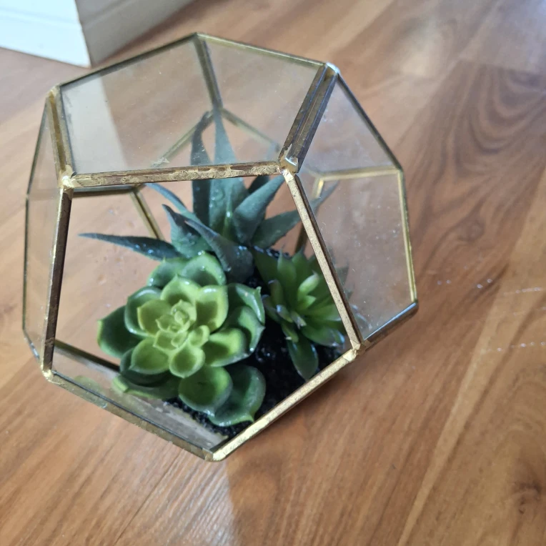 Geometric Terrarium with Faux Succulents - photo 3