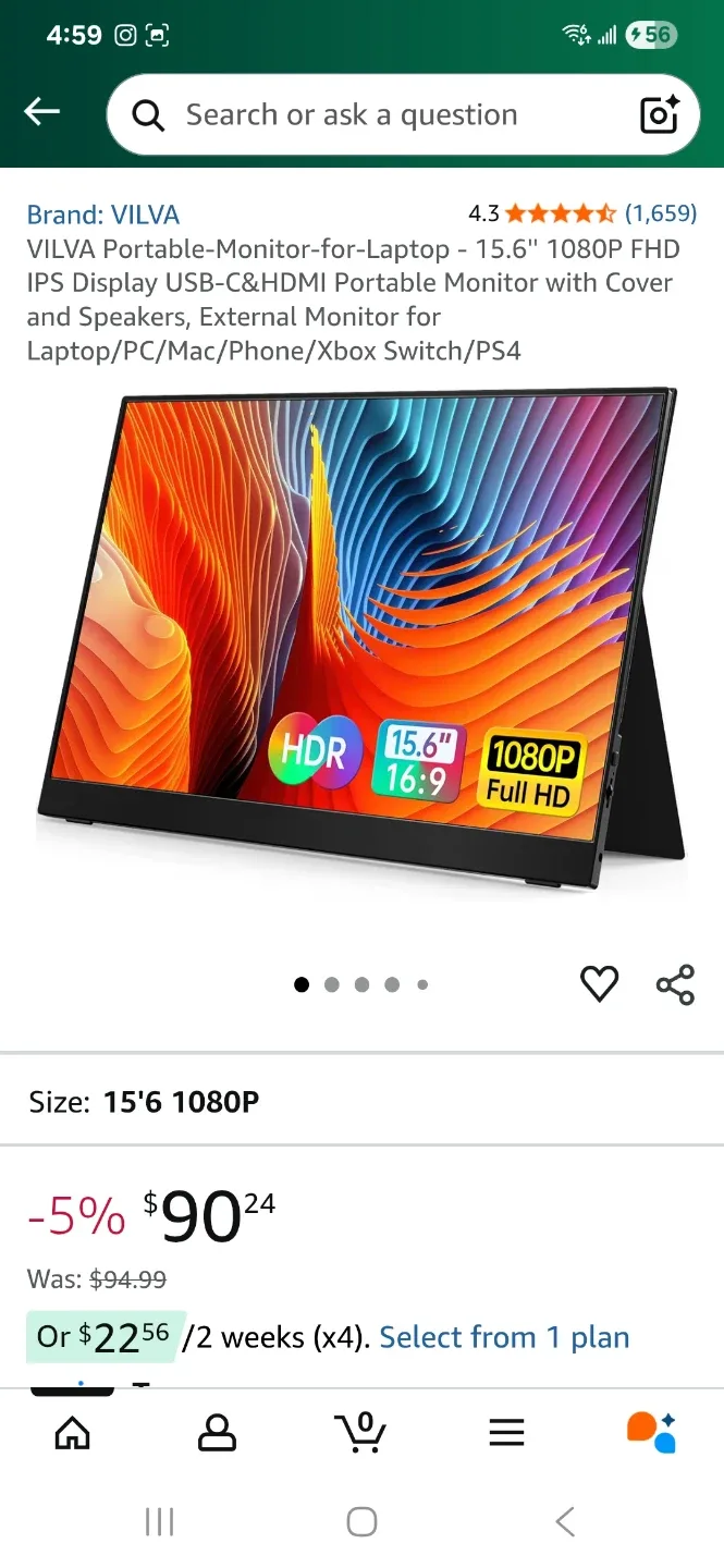 VILVA Portable-Monitor-for-Laptop - 15.6'' 1080P FHD IPS Display