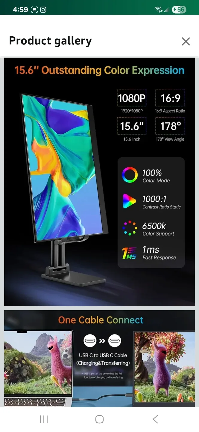 VILVA Portable-Monitor-for-Laptop - 15.6'' 1080P FHD IPS Display image indicator(2)