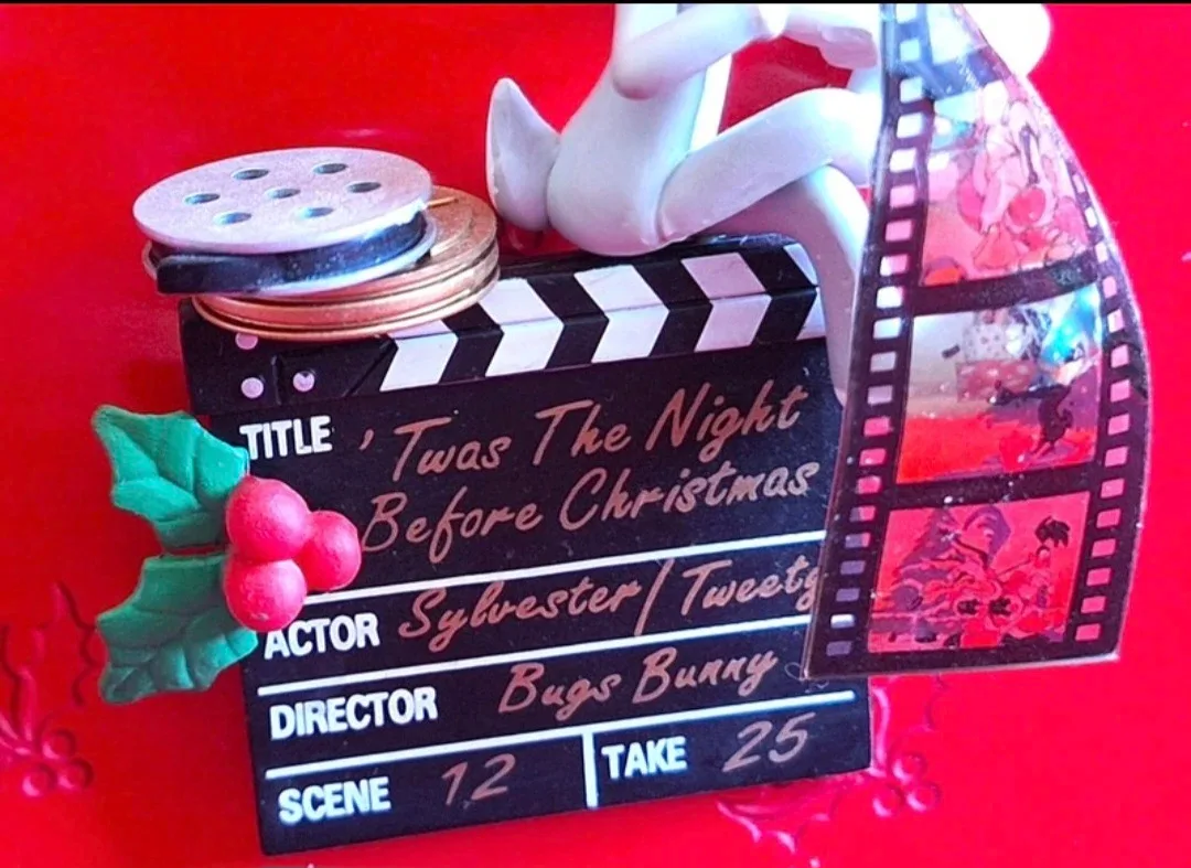 Vintage Looney Tunes Xmas Ornament Bugs Bunny In Directors Chair image indicator(2)