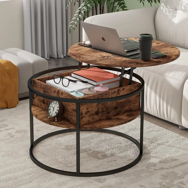 Round Lift Top Coffee Table with Storage image indicator(3)