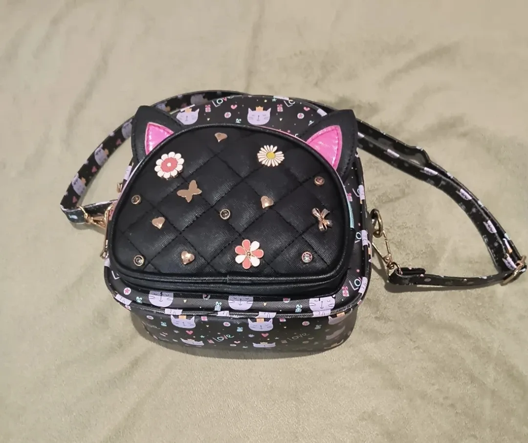 Cute Cat Print Mini Backpack image indicator(3)