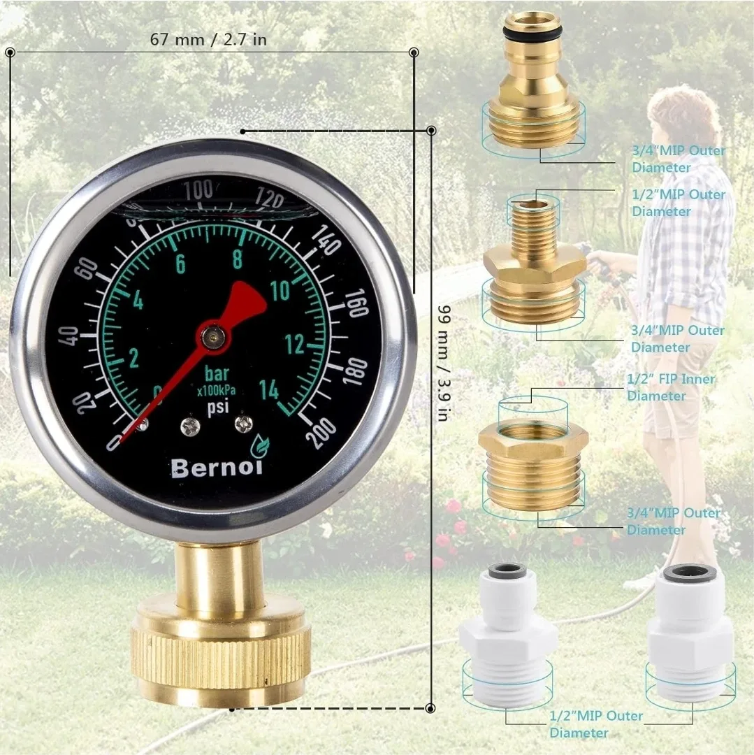 Liquid Filled Water Pressure Gauge Kit image indicator(2)