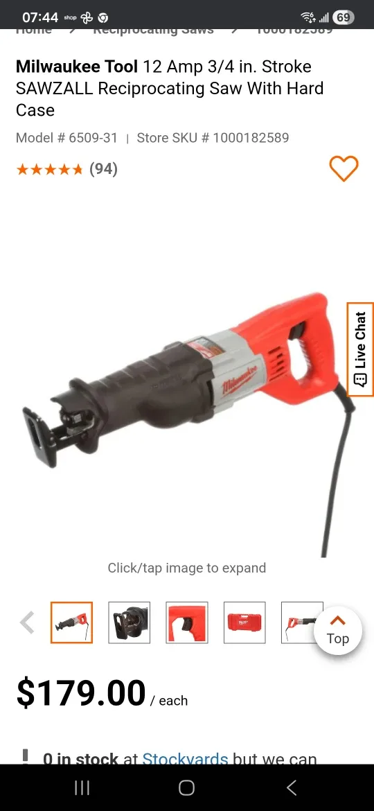 Milwaukee 6509-31 SAWZALL Reciprocating Saw Kit - Like New!