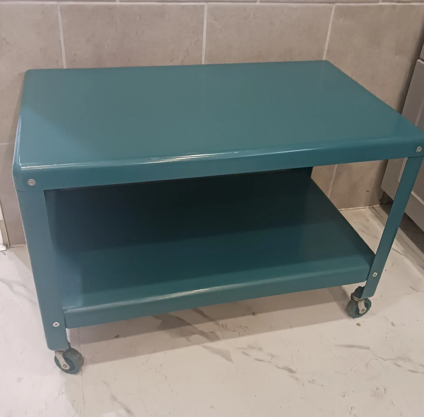 Teal Metal Rolling Utility Cart thumbnail