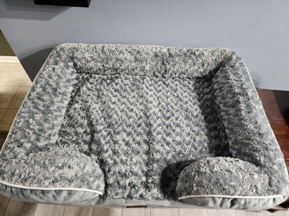 Gray Plush Dog Bed