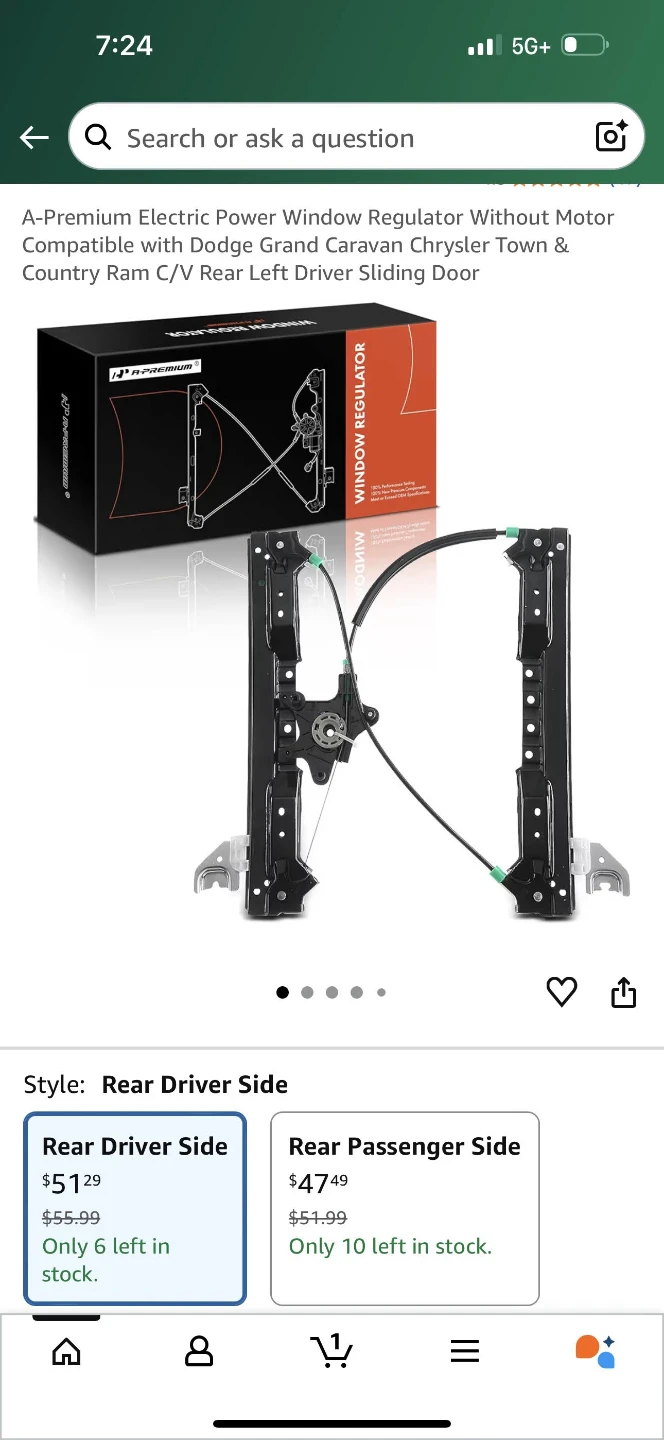 A-Premium Power Window Regulator - Rear Driver Side