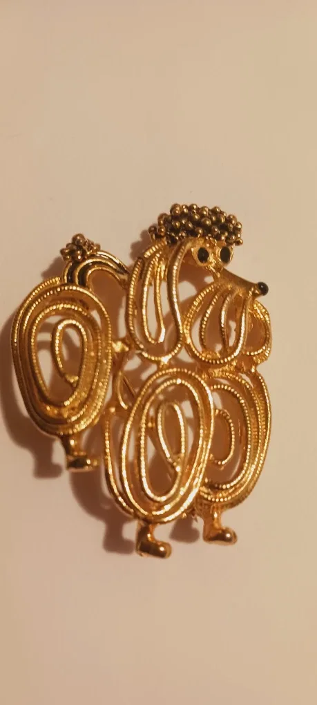 Gorgeous Old Vintage Gold Tone Poodle Brooch