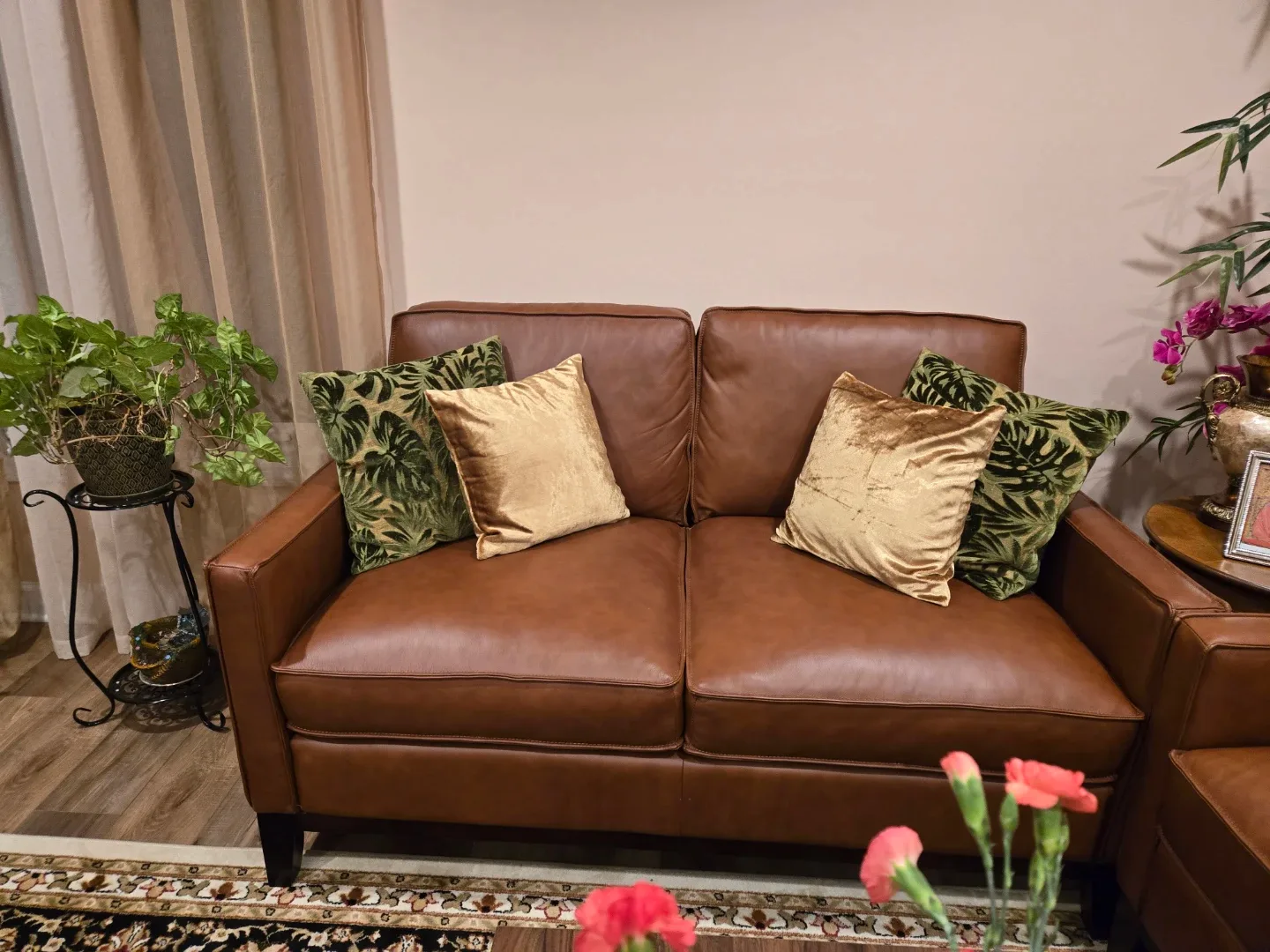 Brown Genuine Leather Sofa Set with Love Seat image indicator(2)