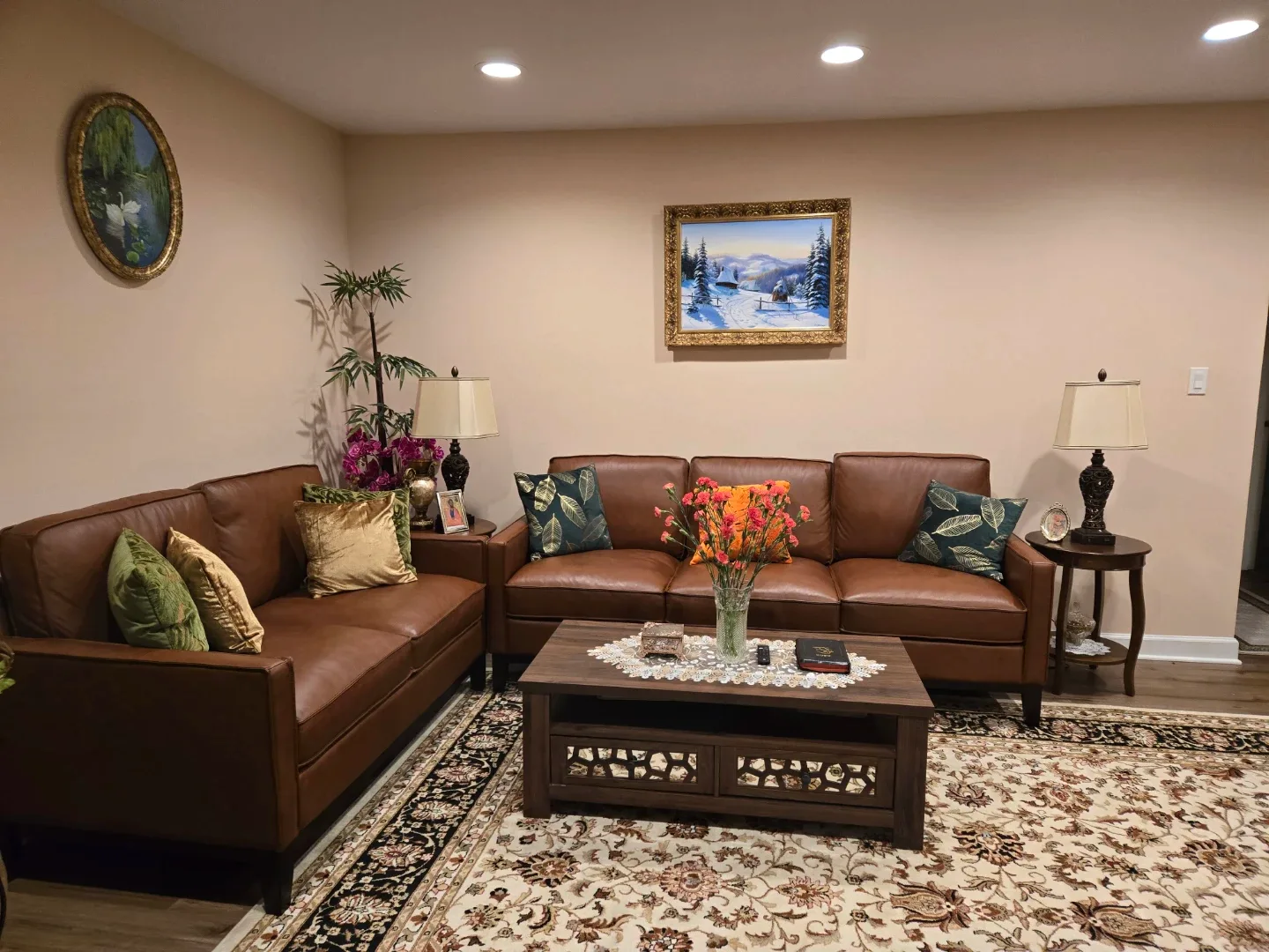 Brown Genuine Leather Sofa Set with Love Seat image indicator(3)