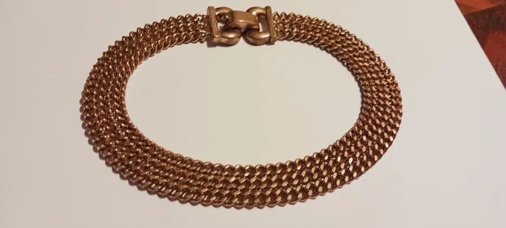 Bergé Designer Signed 1940s  Retro Modern Gold Plated Necklace image indicator(3)