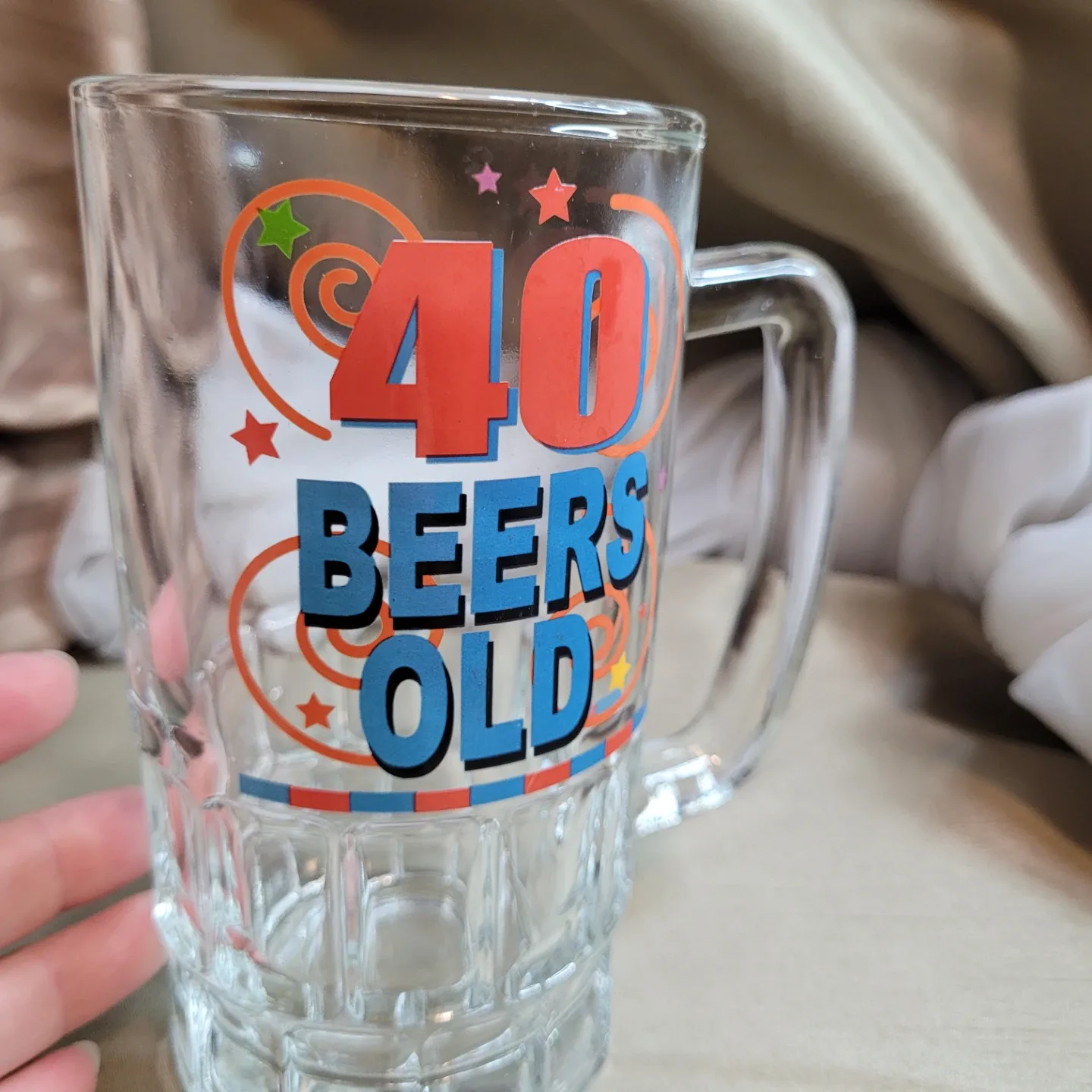 6 1/4" x 3 1/2" Glass Beer Mug - 40 Beers Old- Mug image indicator(6)