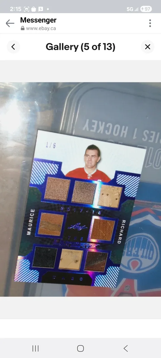 Maurice Richard 2017-18 Leaf Ultimate Hockey Card/leather relics image indicator(4)