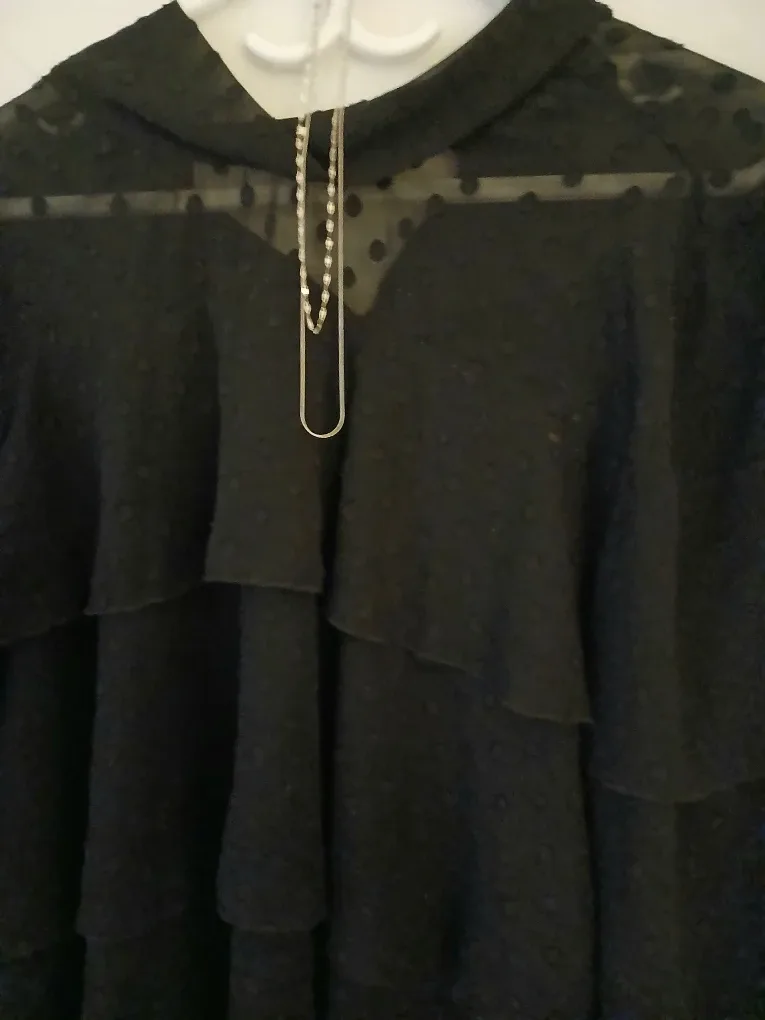 Halogen Black Ruffle Blouse - Size 12 image indicator(4)