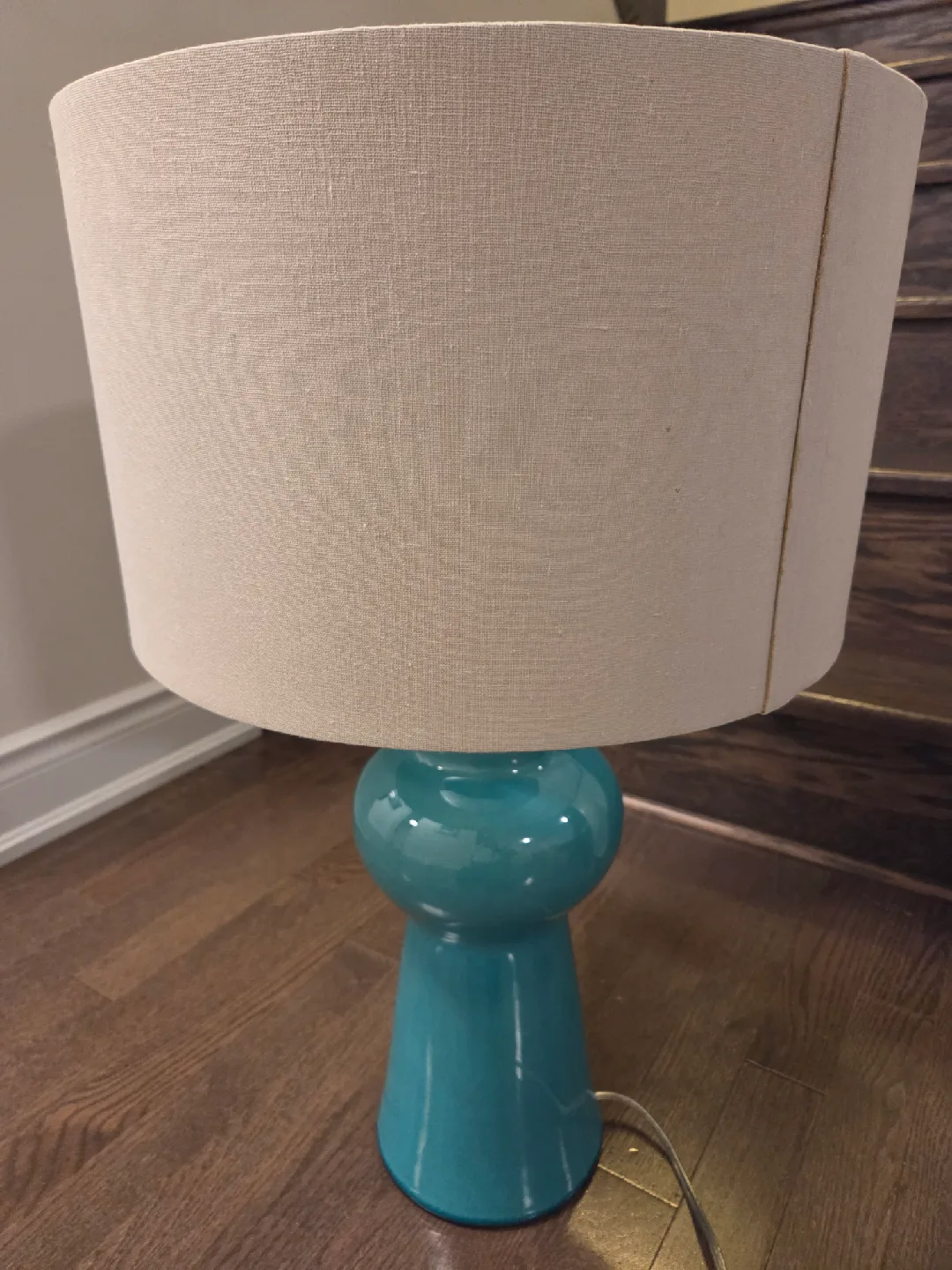Turquoise Table Lamp with Beige Shade - 27" Tall image indicator(4)