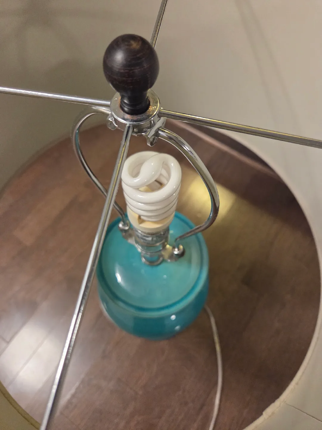 Turquoise Table Lamp with Beige Shade - 27" Tall image indicator(5)