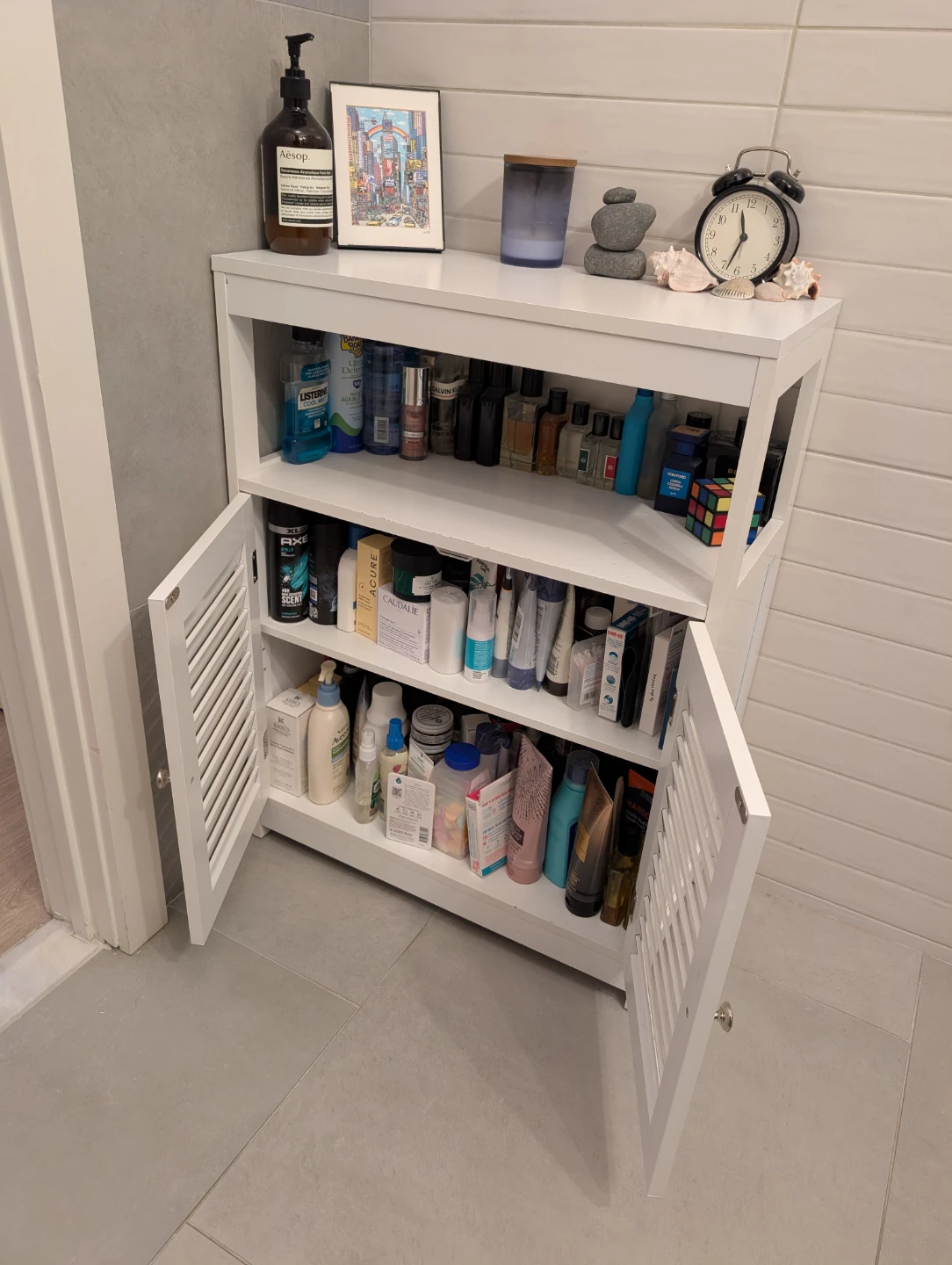 White Bathroom Cabinet with Doors 🥕 - photo 3