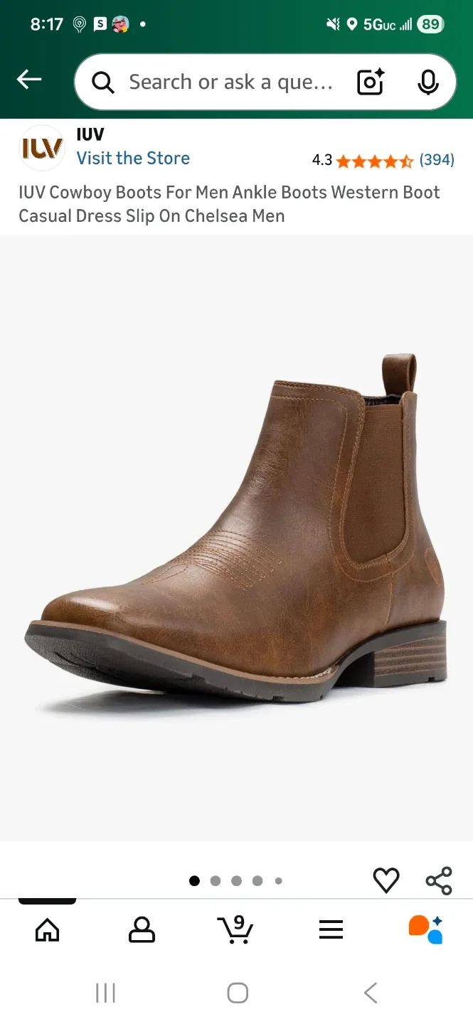 IUV Cowboy Ankle Boots - Men's US 10.5, Brown