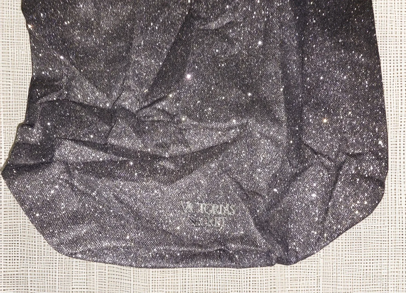 Victoria's Secret Black Glitter Drawstring Bag image indicator(3)