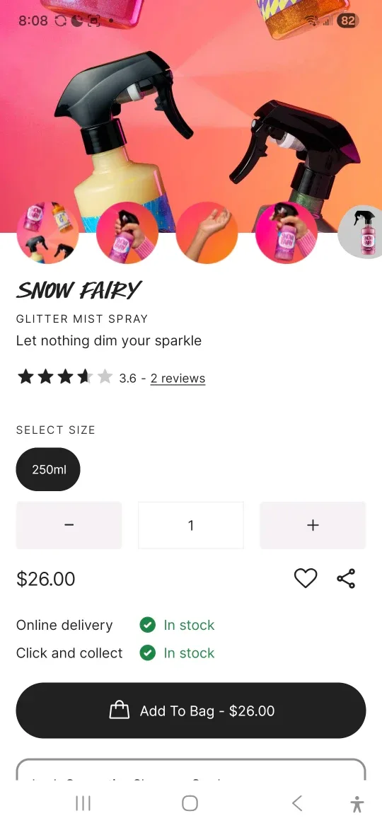 Lush Snow Fairy Glitter Mist Spray 250ml