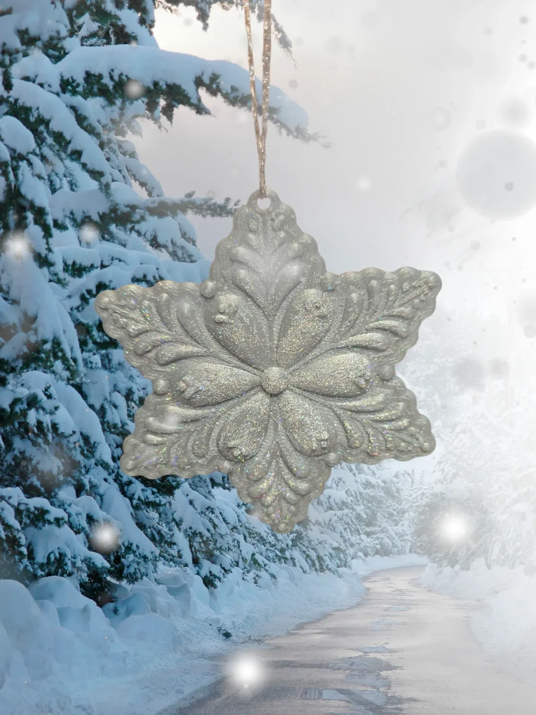 Silver Snowflake Christmas Ornament set 4pcs