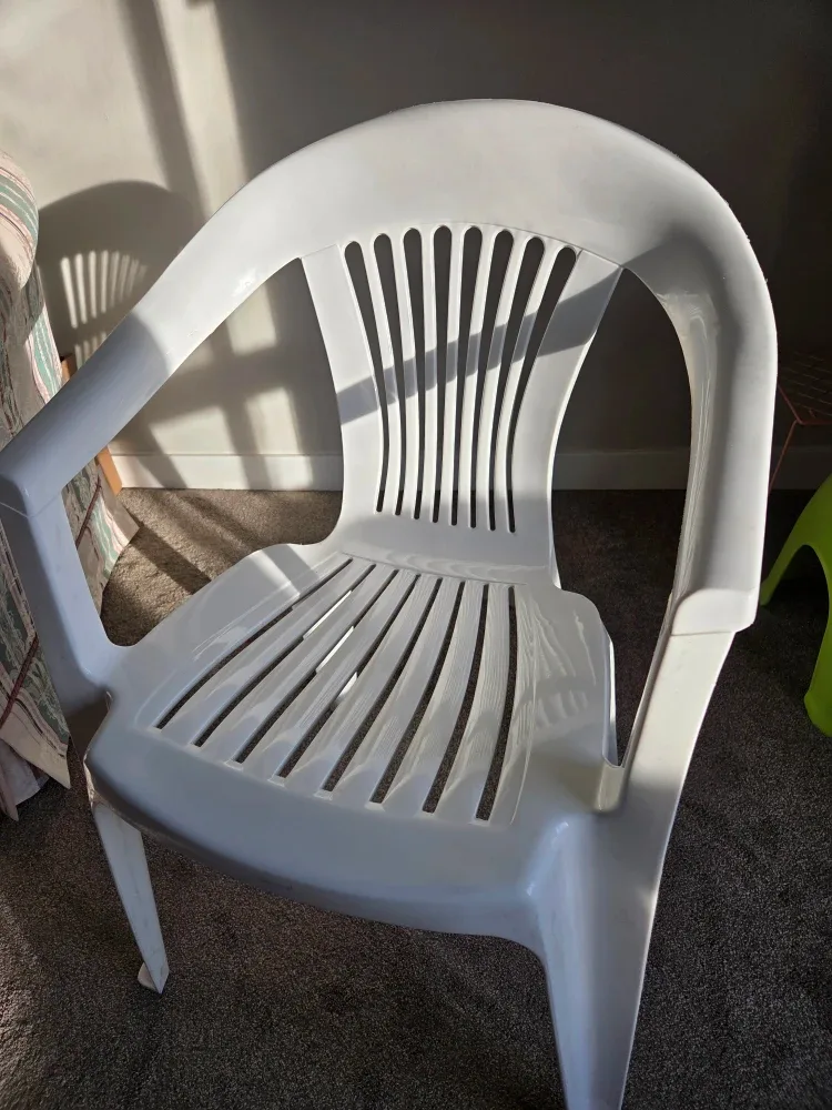 White Plastic Outdoor Chair 3 Nos