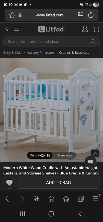 Litfad Modern White Wood Cradle, Adjustable Height image indicator(2)