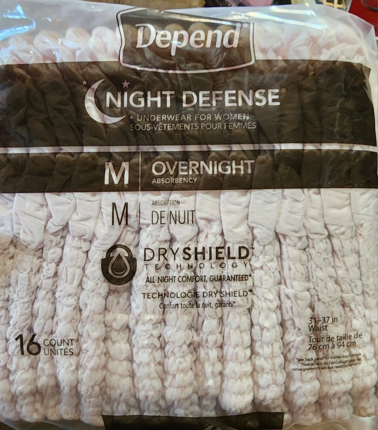 Depend Night Defense Underwear for Women - Size M